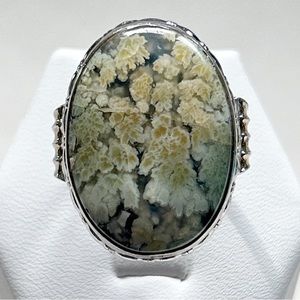 Vintage Moss Agate Sterling Silver Ring